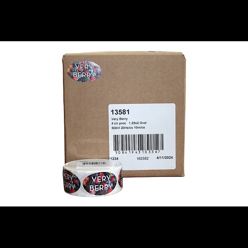 Very Berry Bakery Flavor Label 1.25X2 IN Oval 4 Color Process 500 Count/Roll 20 Rolls/Case 10000 Count/Case