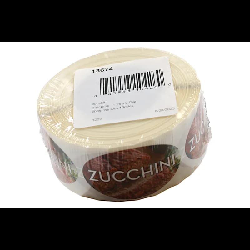 Zucchini Bakery Flavor Label 1.25X2 IN Oval 4 Color Process 500 Count/Roll 5 Rolls/Sleeve