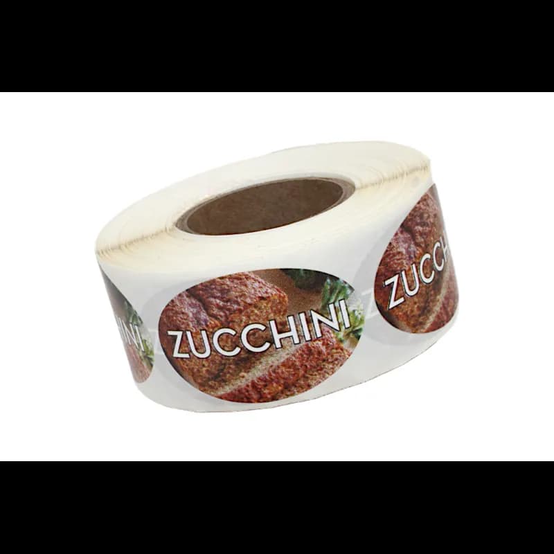 Zucchini Bakery Flavor Label 1.25X2 IN Oval 4 Color Process 500 Count/Roll 5 Rolls/Sleeve
