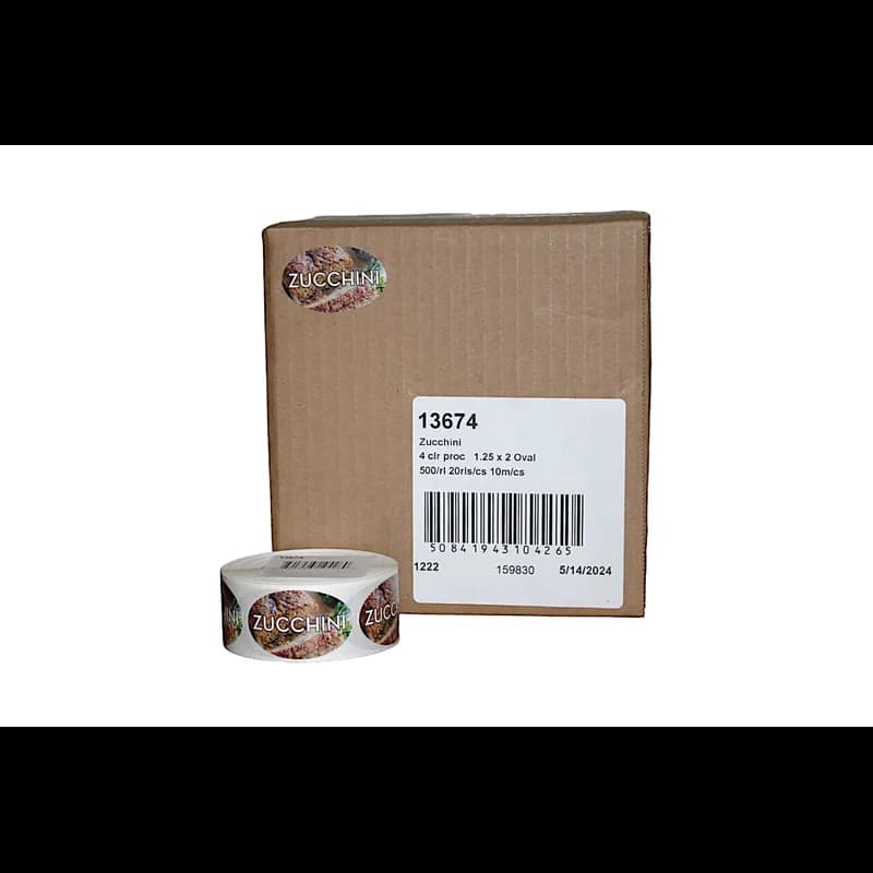 Zucchini Bakery Flavor Label 1.25X2 IN Oval 4 Color Process 500 Count/Roll 5 Rolls/Sleeve