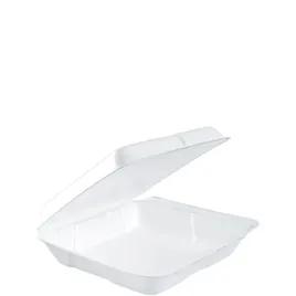 Dart® Take-Out Container Hinged Small (SM) 8X7.5X2.2 IN XPS White Square Insulated 100 Count/Bag 2 Bags/Case