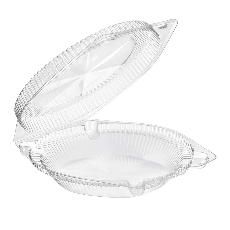 Essentials SureLock Pie Hinged Container With Dome Lid 10.5625X11X2.9375 IN RPET Clear Round 200/Case