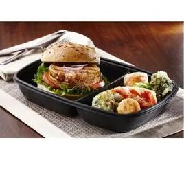 Take-Out Container Base 11.13X8X1.63 IN 2 Compartment PP Black Rectangle 150/Case