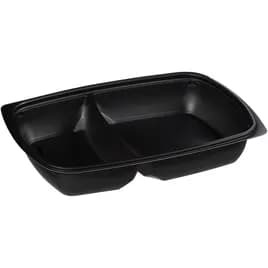 Take-Out Container Base 11.13X8X1.63 IN 2 Compartment PP Black Rectangle 150/Case