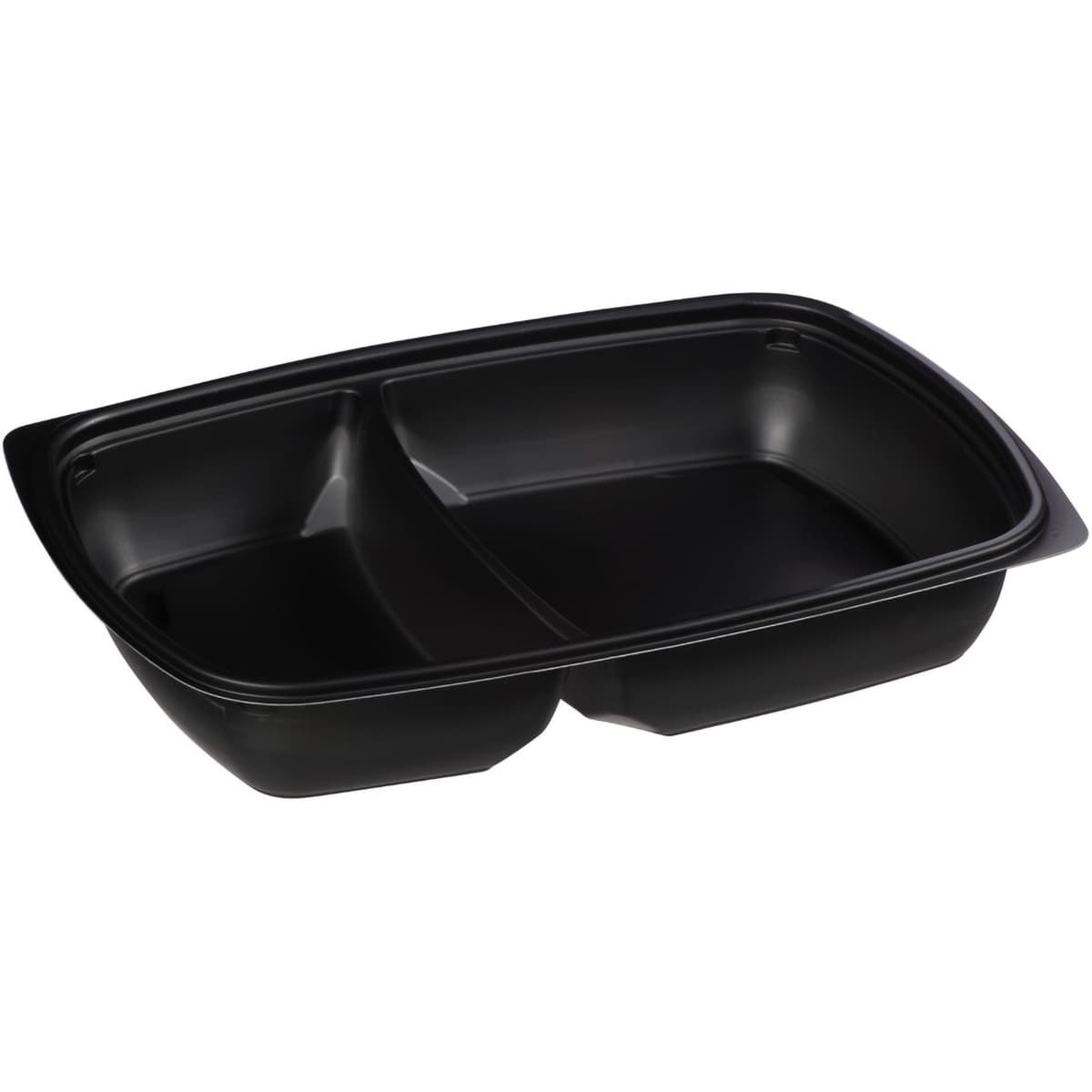 Take-Out Container Base 11.13X8X1.63 IN 2 Compartment PP Black Rectangle 150/Case