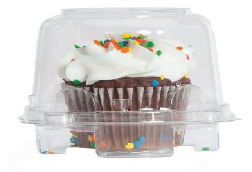 Cupcake Hinged Container With Dome Lid 4X4.375X3.125 IN Plastic Clear Square 300/Case