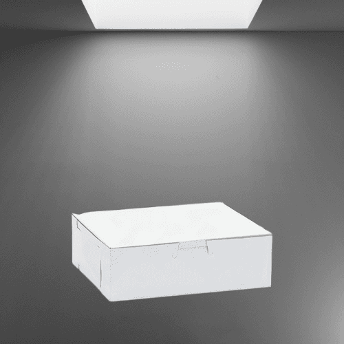 Easy Lock Cake Box 7X6X2.25 IN SUS Paperboard CRB White Rectangle Lock Corner 1-Piece 250/Bundle