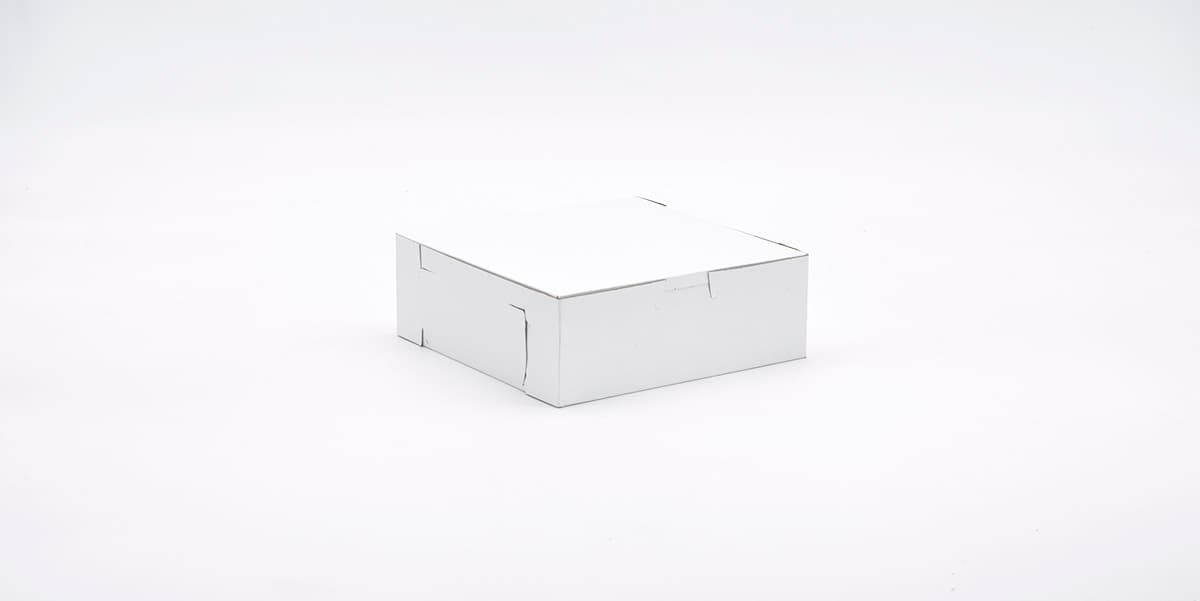 Easy Lock Cake Box 7X7X2.5 IN SUS Paperboard CRB White Square Lock Corner 1-Piece 250/Bundle