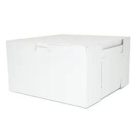 Easy Lock Cake Box 9X9X5 IN SUS Paperboard CRB White Square Lock Corner 1-Piece 100/Bundle