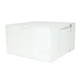 Easy Lock Cake Box 9X9X5 IN SUS Paperboard CRB White Square Lock Corner 1-Piece 100/Bundle