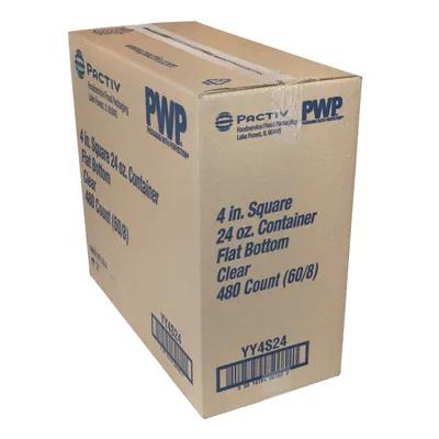 Deli Container 24 OZ PET Clear Square Flat Bottom 480/Case