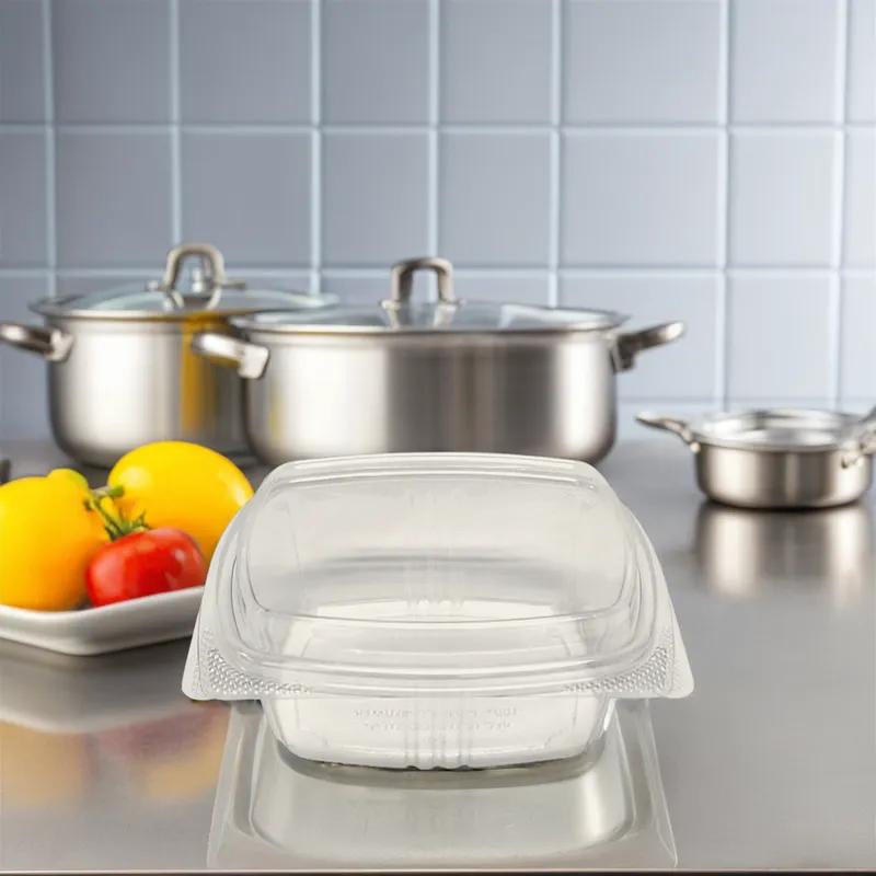 Deli Container Hinged With Dome Lid 12 OZ RPET Clear Square Tall 200/Case