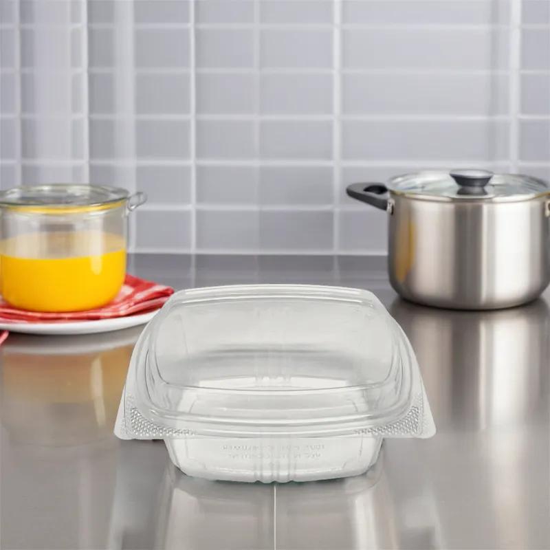 Deli Container Hinged With Dome Lid 12 OZ RPET Clear Square Tall 200/Case