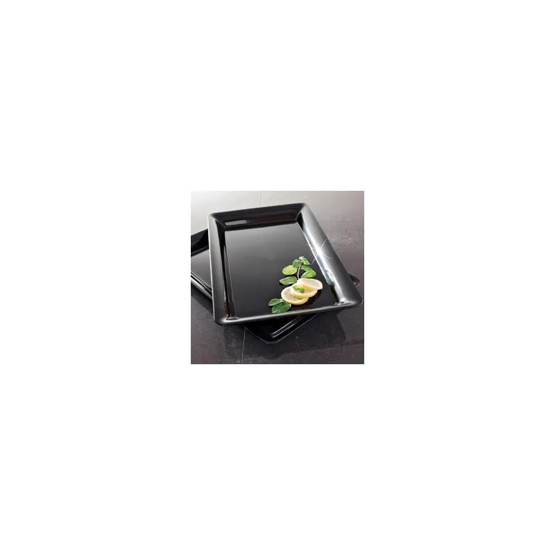 Party Tray 12X18 IN 1 Compartment Plastic Black Rectangle 25/Case