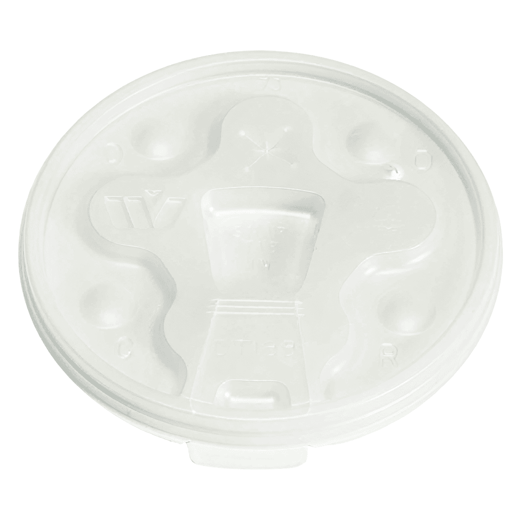 Lid Plastic Round For 12-24 OZ Cup Drink-Thru Straw Slot Tear Tab 1000/Case