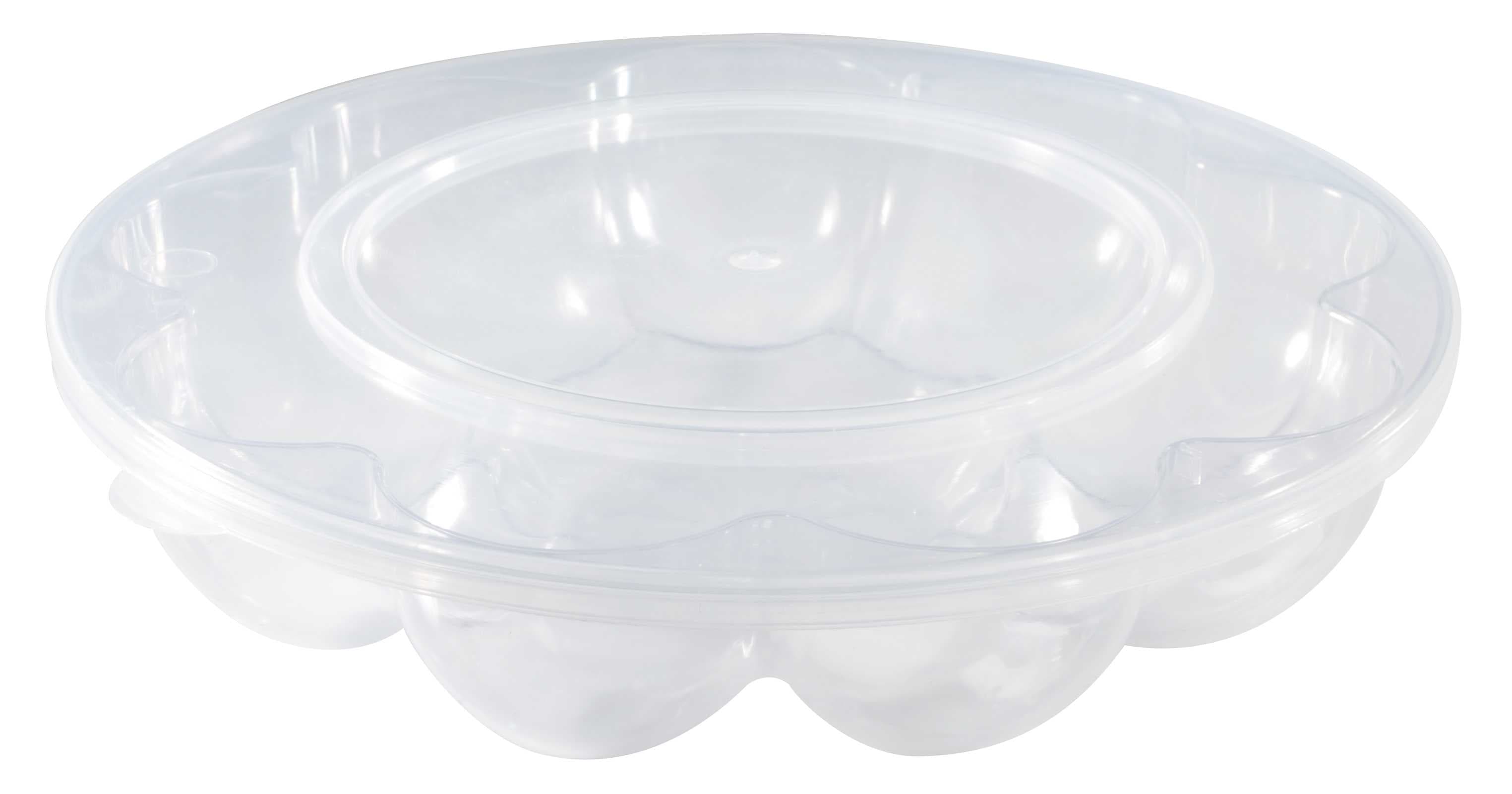 Platter Pleasers Deviled Egg Serving Tray Base & Lid Combo With Flat Lid 12 Compartment Plastic Clear Round 25/Case
