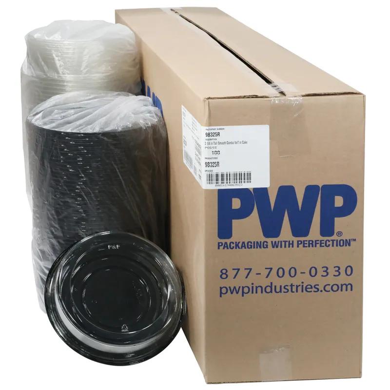 Cake Container & Lid Combo 9X3.25 IN PET Black Clear Tall Smooth 100/Case