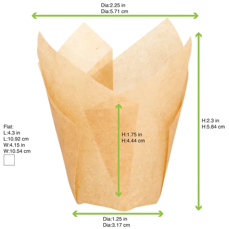 Baking Cup 1.25 OZ 1.2 IN Silicone Brown Tulip 100 Count/Pack 10 Packs/Case 1000 Count/Case