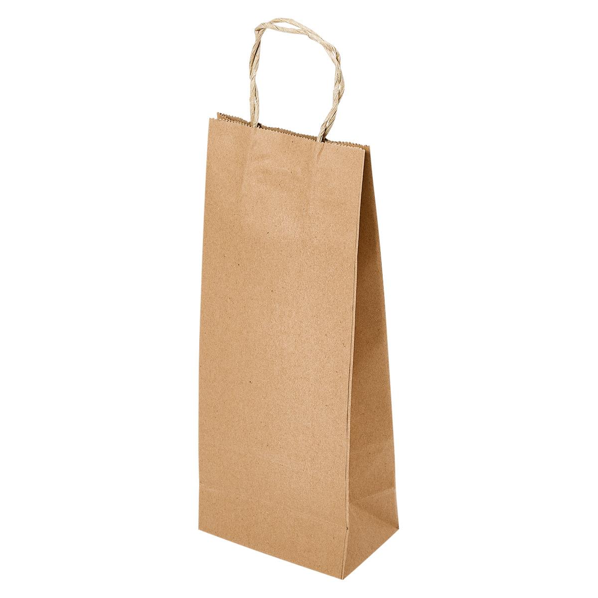 Victoria Bay Wine Bag 5.25X3X13 IN Paper Kraft Gusset With Handle 250/Case
