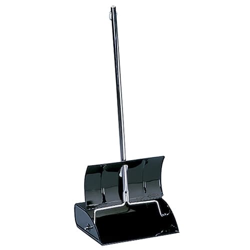 Impact® Lobby Dust Pan 31IN Black Silver Metal Chrome Plated With Cover With Handle 22 Gauge Steel 1/Each