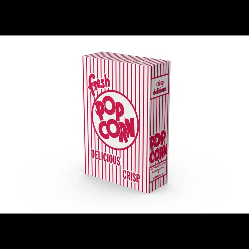 Popcorn Take-Out Box Base 6.5X2.563X9.675 IN Paperboard Red White Rectangle 250/Case