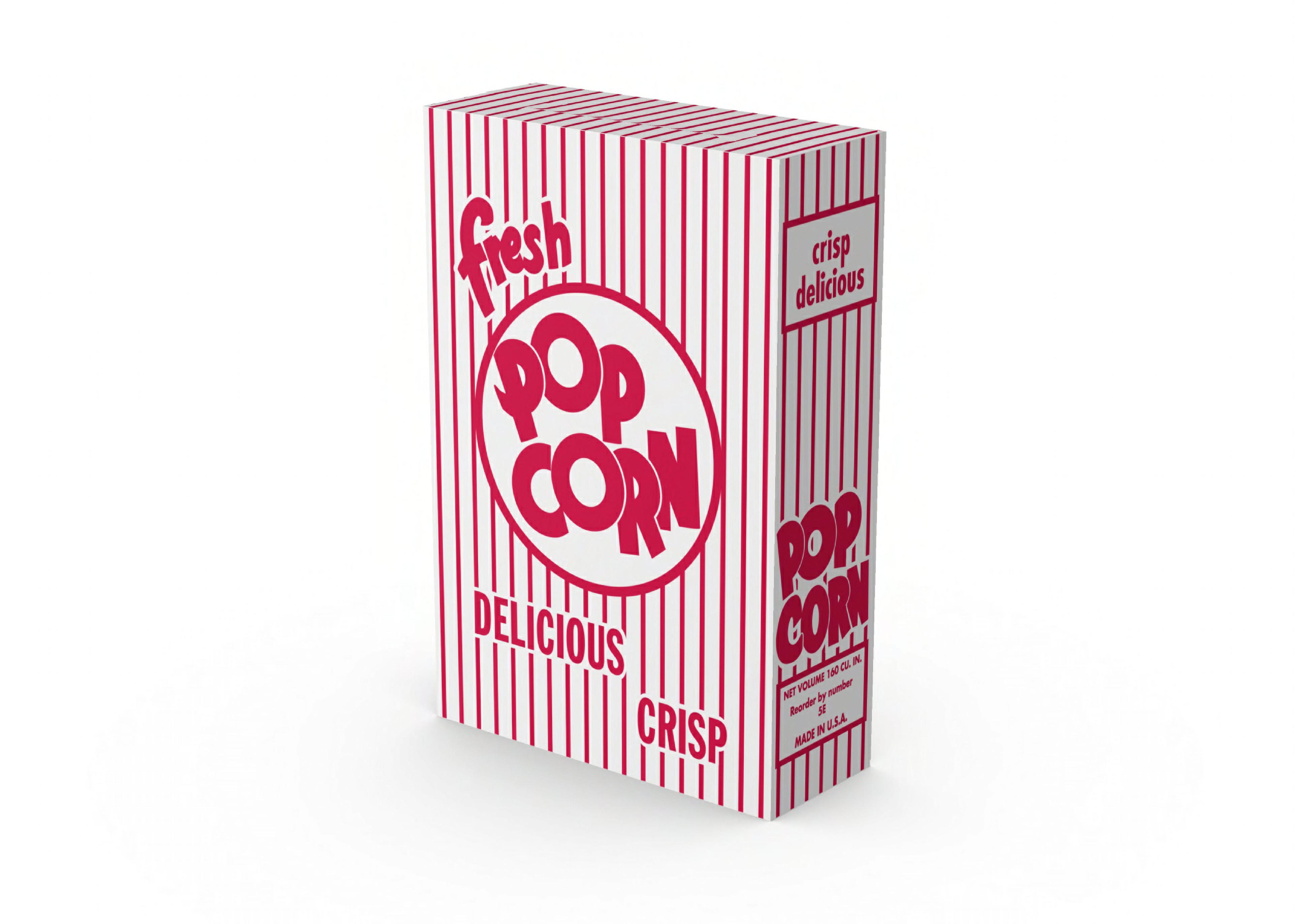 Popcorn Take-Out Box Base 6.5X2.563X9.675 IN Paperboard Red White Rectangle 250/Case