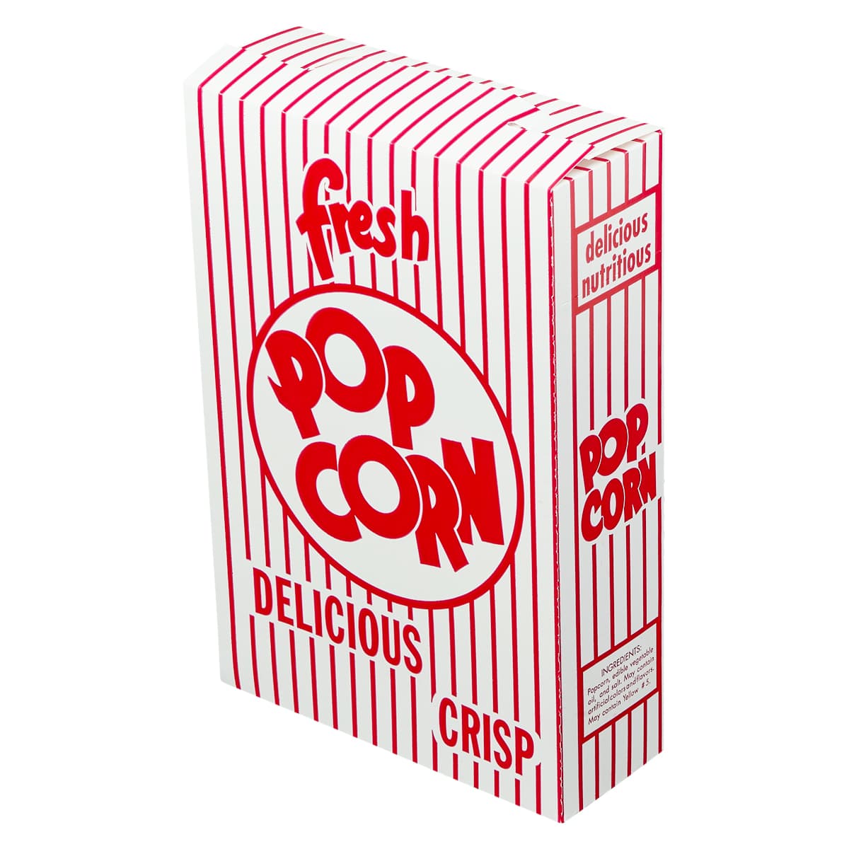 Popcorn Take-Out Box Base 2.125X5.625X8.5 IN Paperboard Red White Stock Print Rectangle 500/Case