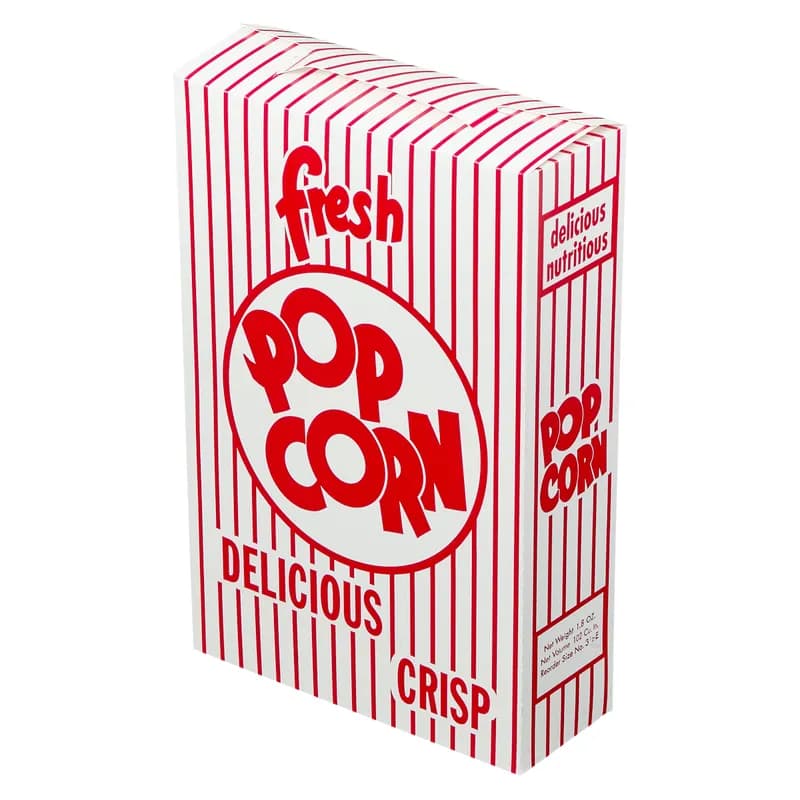 Popcorn Take-Out Box Base 2.125X5.625X8.5 IN Paperboard Red White Stock Print Rectangle 500/Case