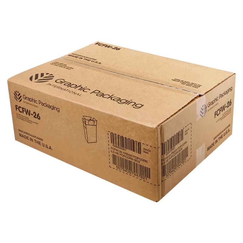 Popcorn Take-Out Box Base 2.125X5.625X8.5 IN Paperboard Red White Stock Print Rectangle 500/Case