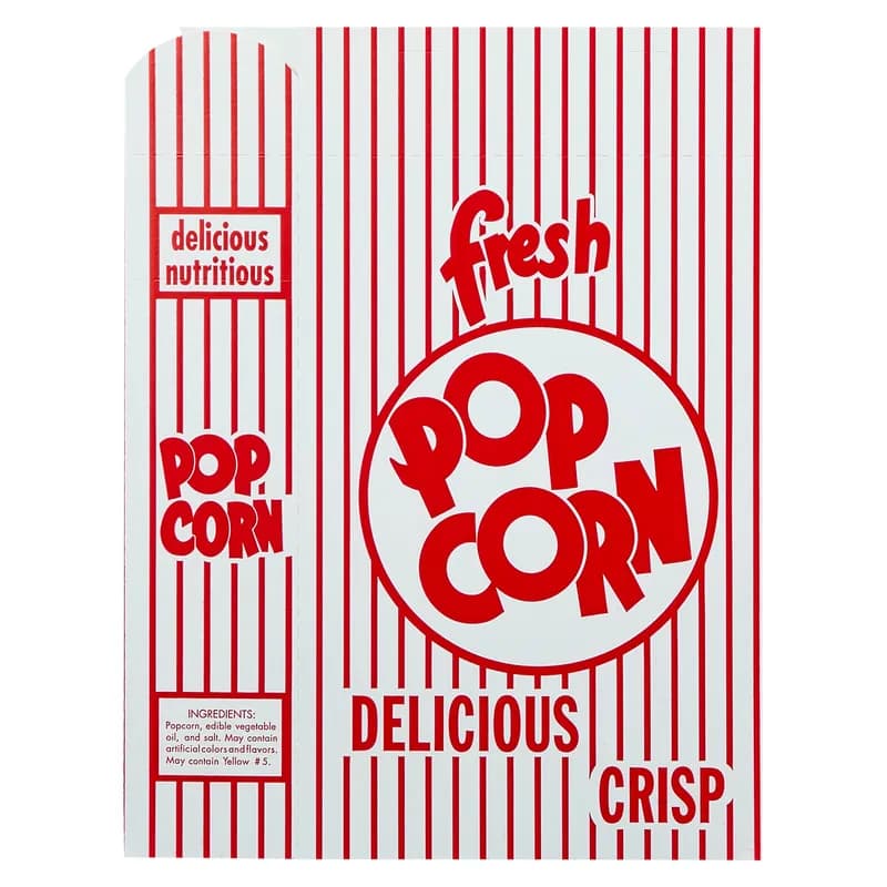 Popcorn Take-Out Box Base 2.125X5.625X8.5 IN Paperboard Red White Stock Print Rectangle 500/Case