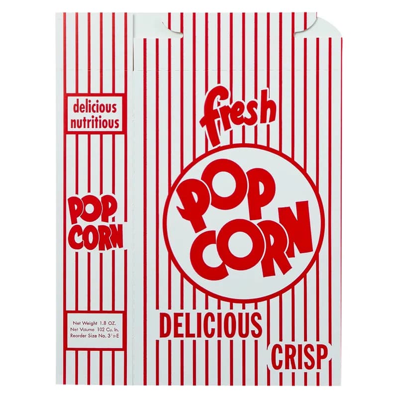 Popcorn Take-Out Box Base 2.125X5.625X8.5 IN Paperboard Red White Stock Print Rectangle 500/Case