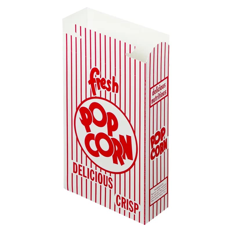 Popcorn Take-Out Box Base 2.125X5.625X8.5 IN Paperboard Red White Stock Print Rectangle 500/Case