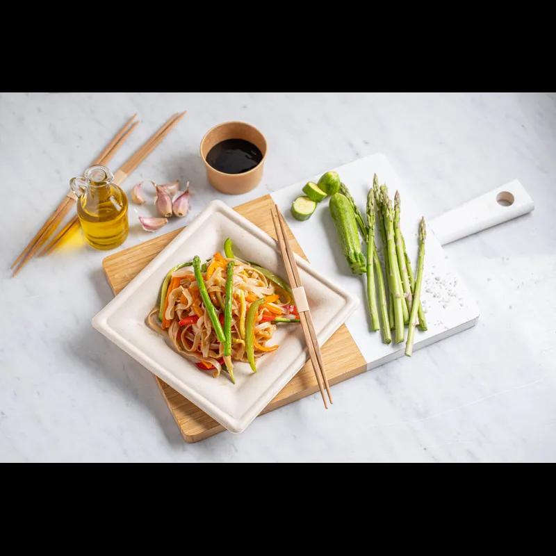 Plate 7.8X7.8 IN Sugarcane Brown Square Microwave Safe Freezer Safe 25 Count/Pack 20 Packs/Case 500 Count/Case