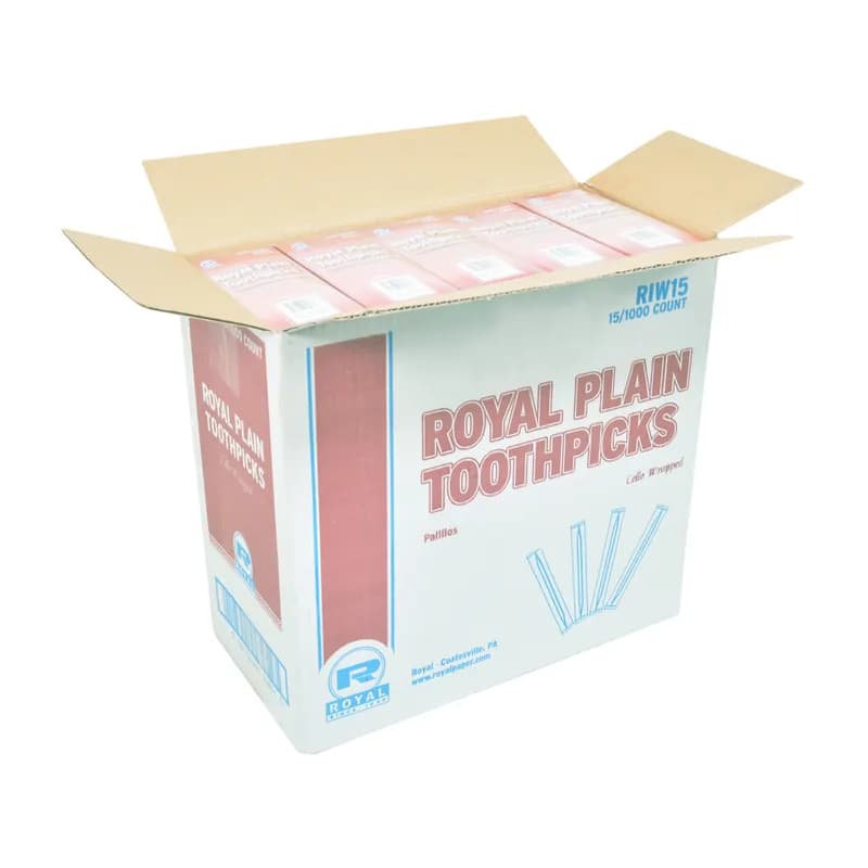 Toothpick Wood Individually Wrapped 1000 Count/Pack 15 Packs/Case 15000 Count/Case