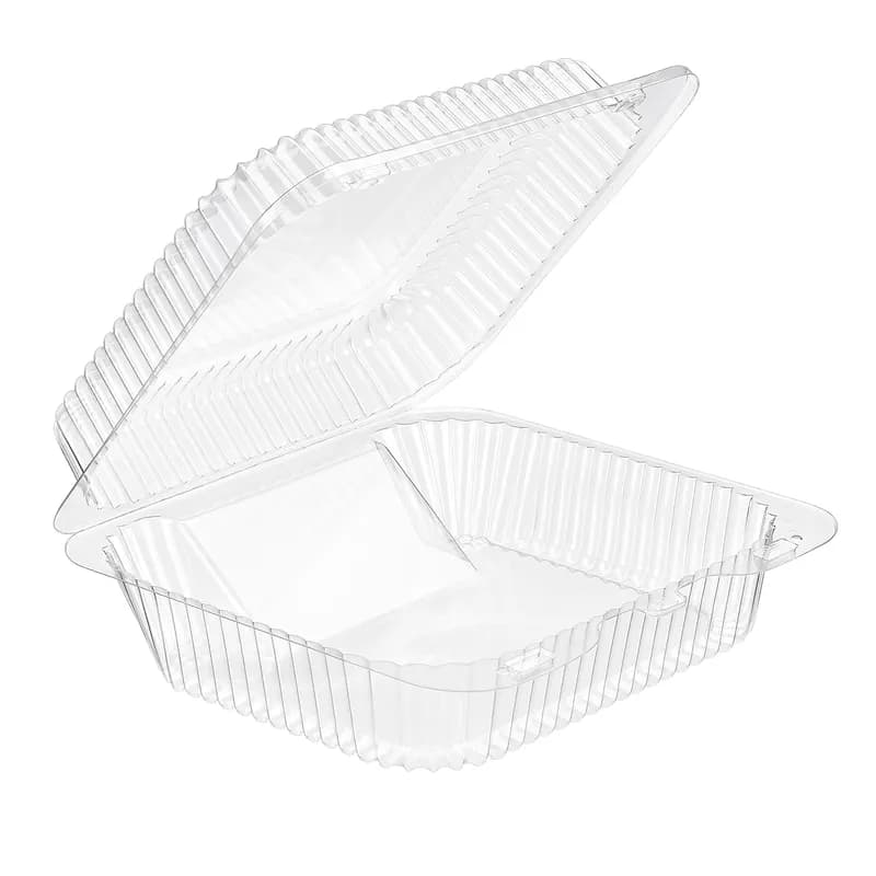 Essentials SureLock Cookie Hinged Container With Dome Lid 8.25X7.6875X2.9375 IN RPET Clear Square Shelf 250/Case