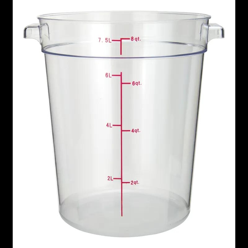 Food Storage Container 8 QT Clear Round PC Graduations Freezer Safe 1/Each