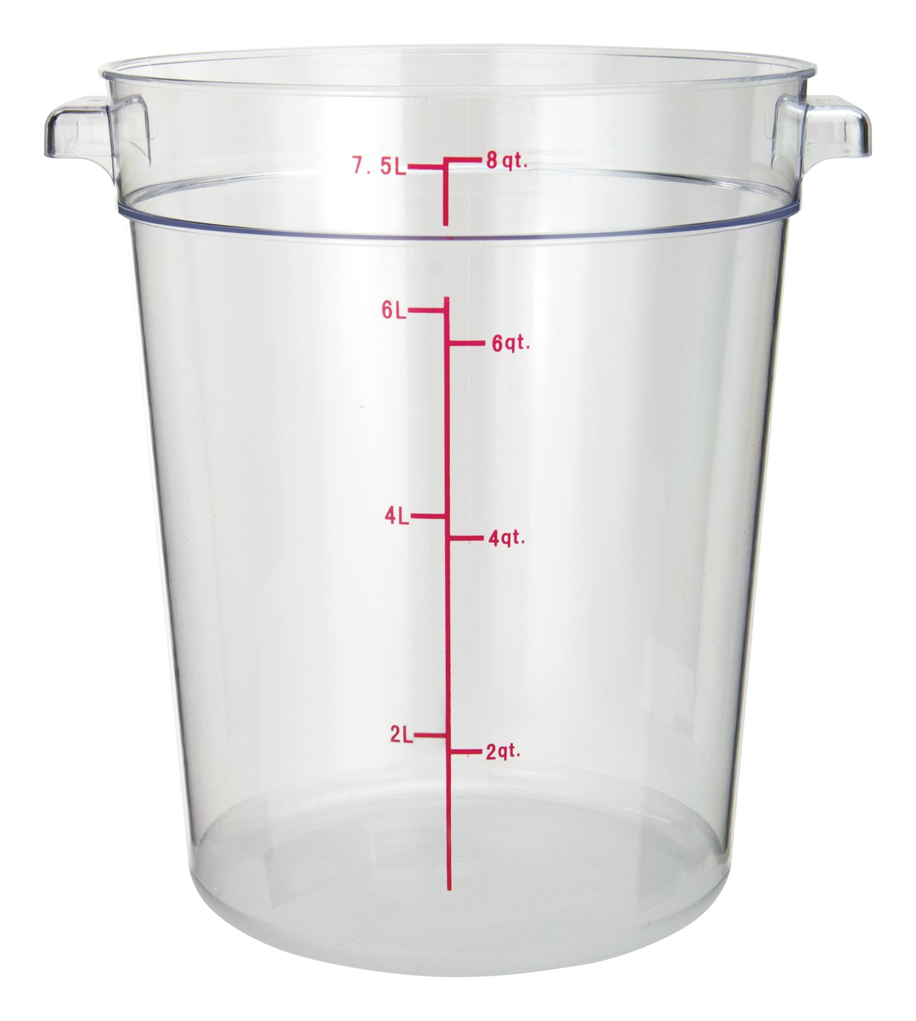 Food Storage Container 8 QT Clear Round PC Graduations Freezer Safe 1/Each