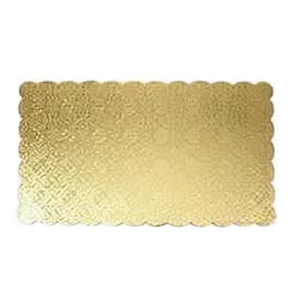 Cake Board 13.75X9.75 IN Corrugated Paperboard Gold Rectangle Scalloped Single Wall 100/Case