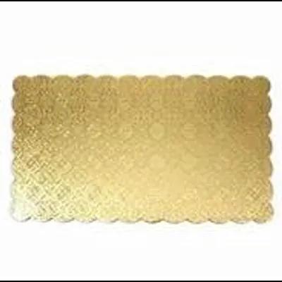 Cake Board 13.75X9.75 IN Corrugated Paperboard Gold Rectangle Scalloped Single Wall 100/Case