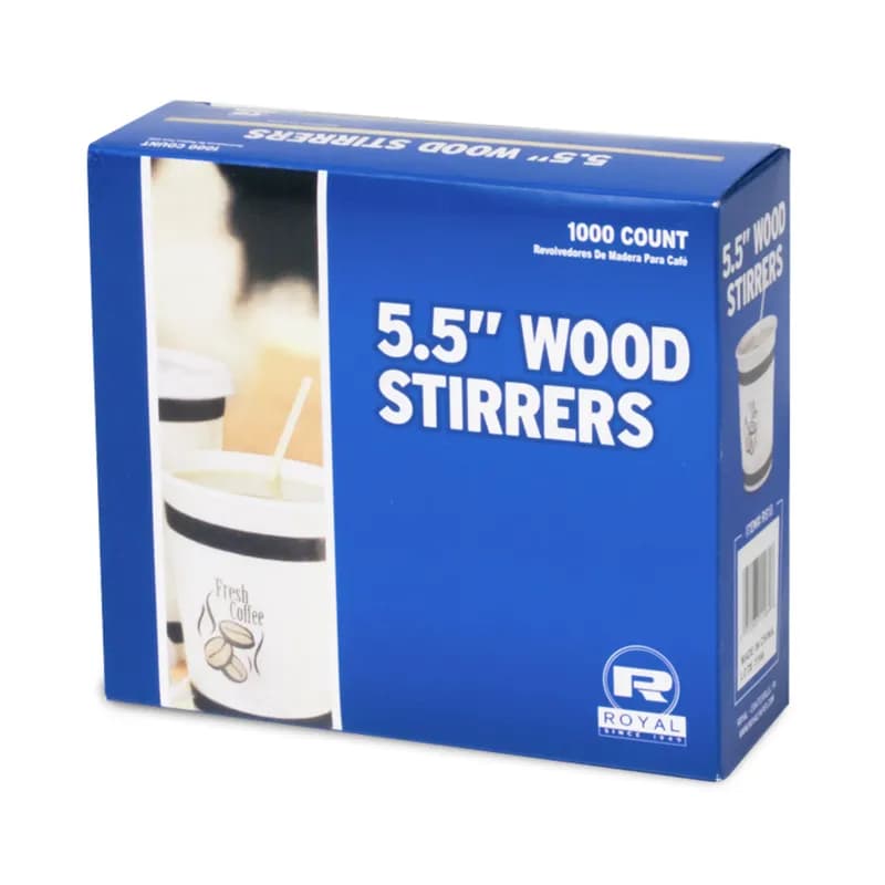 Coffee Stirrer 5.5 IN Wood 1000 Count/Box 10 Box/Case