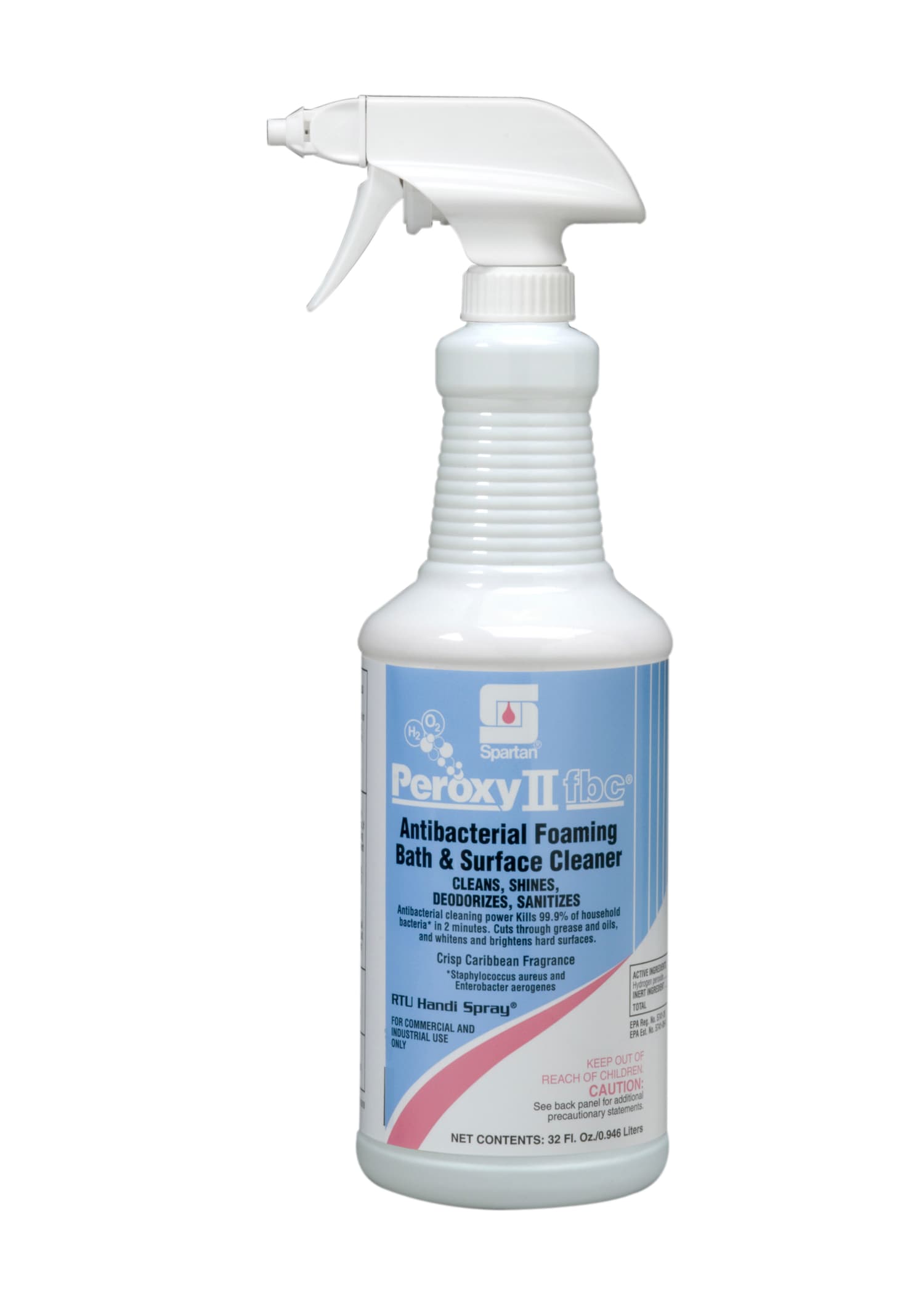 Peroxy II fbc® Caribbean Fragrance Restroom Cleaner One-Step Disinfectant 1 QT Multi Surface Acidic RTU Hydrogen Peroxide Antibacterial 12/Case