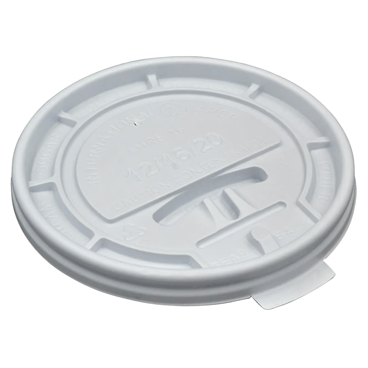 Lid Flat PS White For 10-24 OZ Hot Cup With Hole Lock Tab Tear Tab 1000/Case