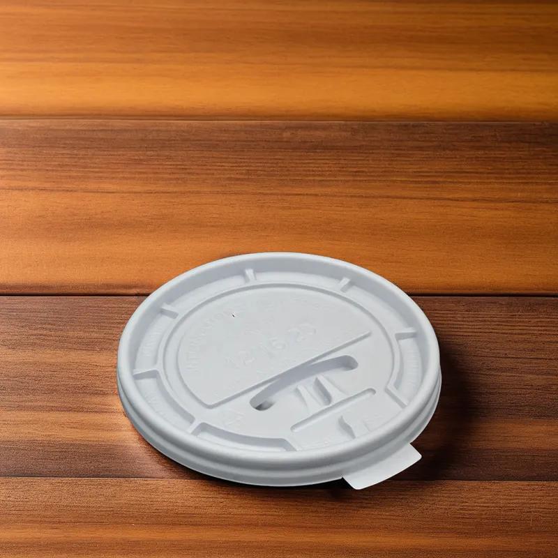 Lid Flat PS White For 10-24 OZ Hot Cup With Hole Lock Tab Tear Tab 1000/Case
