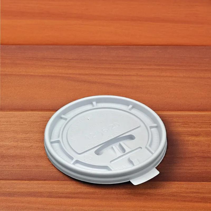Lid Flat PS White For 10-24 OZ Hot Cup With Hole Lock Tab Tear Tab 1000/Case
