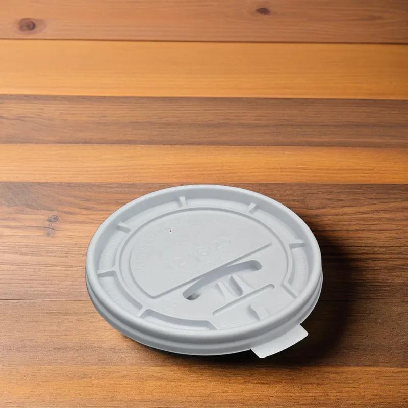 Lid Flat PS White For 10-24 OZ Hot Cup With Hole Lock Tab Tear Tab 1000/Case