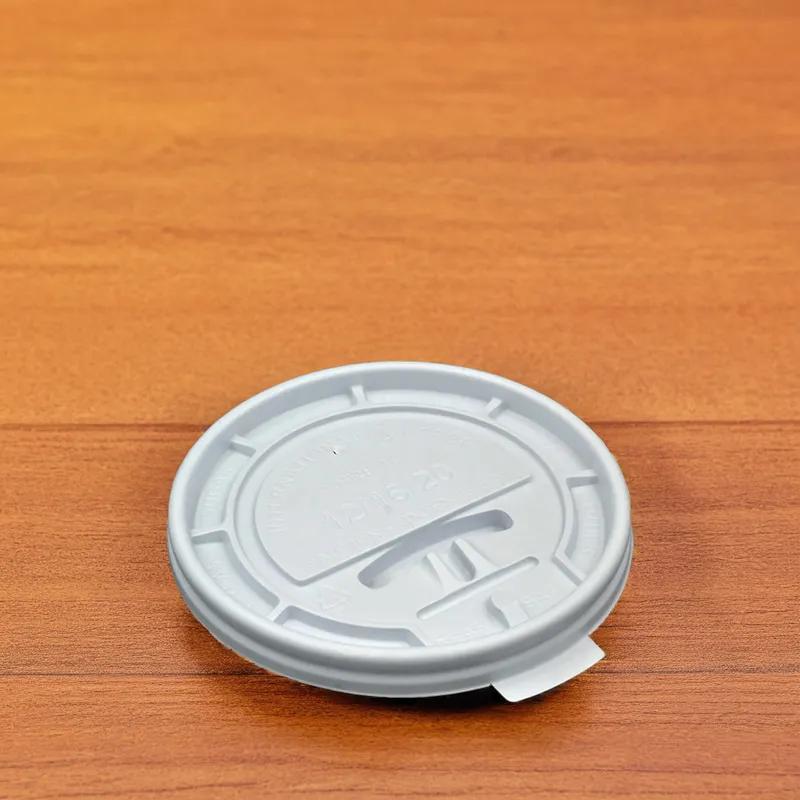 Lid Flat PS White For 10-24 OZ Hot Cup With Hole Lock Tab Tear Tab 1000/Case