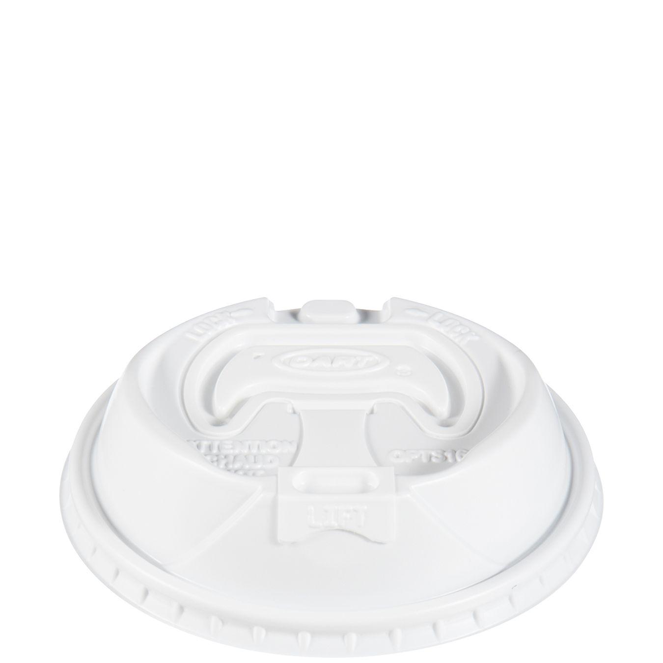 Dart® Optima® Lid Dome 3.66X0.97 IN PS White For 10-24 OZ Cup Reclosable Tab Sip Through 100 Count/Pack 10 Packs/Case