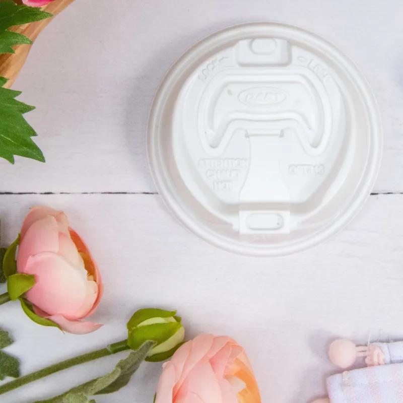 Dart® Optima® Lid Dome 3.66X0.97 IN PS White For 10-24 OZ Cup Reclosable Tab Sip Through 100 Count/Pack 10 Packs/Case