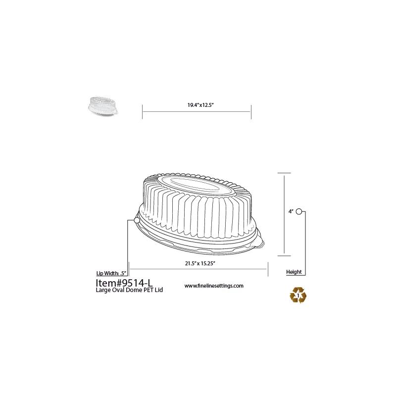 Platter Pleasers Lid Dome 14X21 IN PET Clear Oval For Container 40/Case