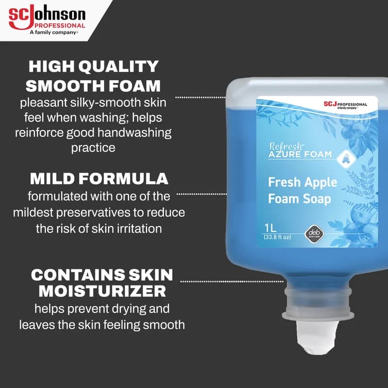 Refresh Azure Hand Soap Foam 1000 mL Apple Blue Cartridge 6/Case